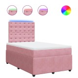 Cumpara ieftin Pat box spring cu saltea, roz, 120x200 cm, catifea