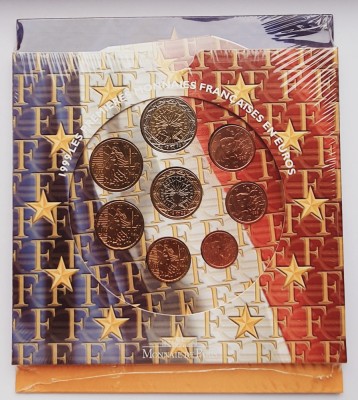 M01 Franta set monetarie EURO 8 monede 1999 - sigilat - UNC foto