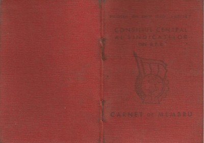 Romania, Carnet de membru Consiliul Central al Sindicatelor din R.P.R., 1964 foto