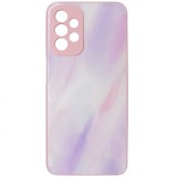 Husa tip capac spate silicon TPU roz + sticla multicolora pentru Samsung Galaxy A23, A23 5G