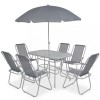 VidaXL Set mobilier de exterior, 8 piese, gri, oțel și textilenă 43786