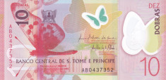 Bancnota Sao Tome si Principe 10 Dobras 2016 (2018) - PNew UNC ( polimer ) foto