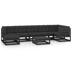 Set mobilier de gradina cu perne, 8 piese, lemn masiv pin