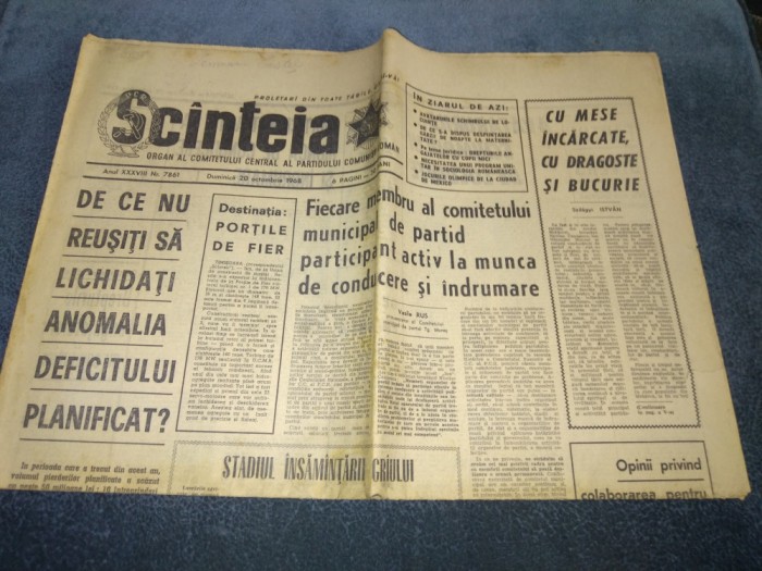 ZIARUL SCANTEIA 20 OCTOMBRIE 1968