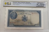 5000 lei Decembrie 1945 PCGS67 Unc bancnota gradata