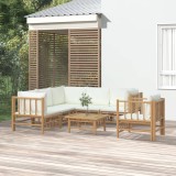 Gossi set mobilier de gradina cu perne alb crem, 7 piese, bambus