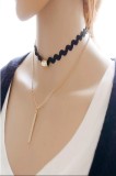 Choker Mystyle Fashion Black Duble - Colier elegant pentru gat - Black Delux