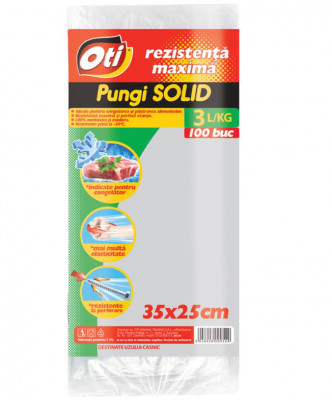 Set 100 Pungi Alimentare OTI SOLID 2Kg, 350x250 mm, Punga din Plastic pentru Congelarea Alimentelor foto