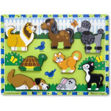 Puzzle din lemn in relief cu animale de companie Melissa and Doug 3724, Melissa &amp; Doug