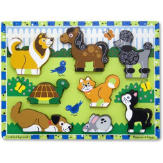 Puzzle din lemn in relief cu animale de companie Melissa and Doug 3724