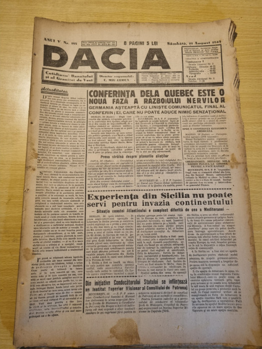 Dacia 21 august 1943-art. baile herculane,resita,stiri al 2-lea razboi mondial