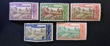 Guiana Franceză 1929&ndash;1940 - Set 5 Timbre Definite Bicolore &bdquo;Piroga pe R&acirc;ul Maroni / Pirogue pe le Maroni&rdquo; -CLF1