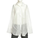 Camasa alba oversize din material vaporos