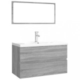 Cumpara ieftin Set de mobilier de baie, gri sonoma, lemn prelucrat