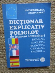 DICTIONAR EXPLICATIV POLIGLOT DE TERMENI COMUNITARI , ROMANA-ENGLEZA-FRANCEZA-GERMANA-SPANIOLA , 2006