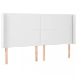 Cumpara ieftin Tablie de pat cu aripioare, alb, 163x16x118/128 cm, piele eco