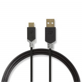 Cablu USB 2.0 A tata - USB-C, 1m, antracit, Nedis