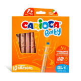 Creioane colorate Carioca Baby Fabulous, 10 culori 3 &icirc;n 1 + ascuțitoare - ***