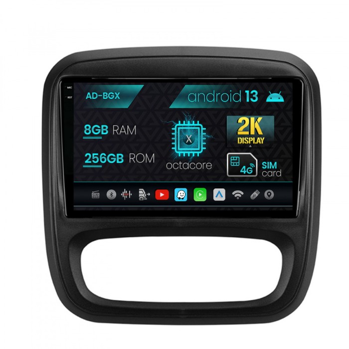 Navigatie Opel Vivaro Renault Trafic Fiat Talento (2014-2017), Android 13, X-Octacore 8GB RAM + 256GB ROM, 9.5 Inch - AD-BGX9008+AD-BGRKIT389