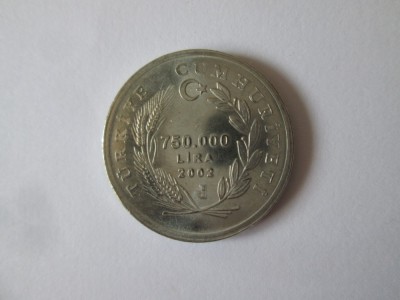 Turcia 750000 Lira 2002 UNC moneda comemorativă FAO foto