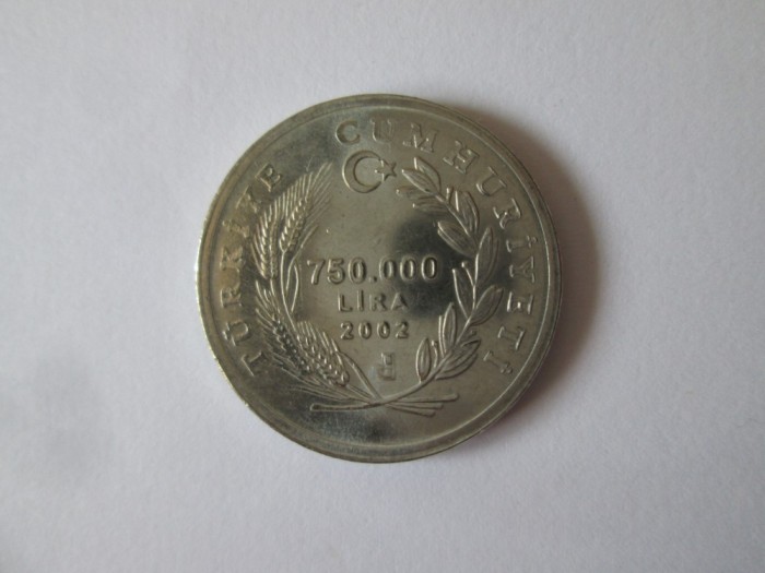 Turcia 750000 Lira 2002 UNC moneda comemorativă FAO