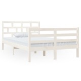 Cumpara ieftin Cadru de pat mic dublu, alb, 120x190 cm, lemn masiv