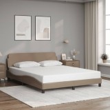 VidaXL Cadru de pat cu tăblie, cappuccino, 160x200 cm, piele ecologică
