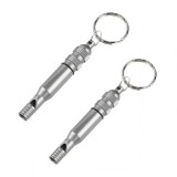 Pachet 2 Fluiere Urgență Metalice Aluminiu cu Inel Breloc, 7.6cm, Camping, Drumeții, Supraviețuire, Semnalizare, Durabile