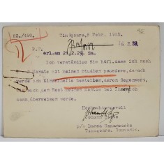 CARTE POSTALA EXPEDIATA DE LA POTSDAM CATRE BANCA ROMANEASCA DIN TIMISOARA , 1929