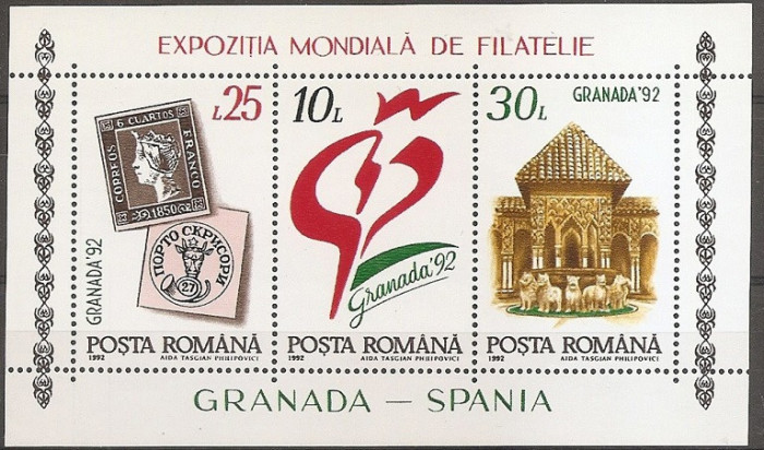 C2156 - Romania 1992 - Filatelie bloc neuzat,perfecta stare