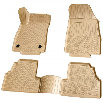 Set de 4 covorase bej cauciuc 3D stil tavita premium pentru Opel Mokka, Mokka X, Chevrolet Trax foto