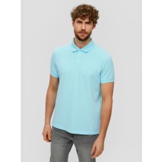 s.Oliver Tricou polo barbati, din bumbac cu croiala Regular Fit, logo, Albastru deschis, XL