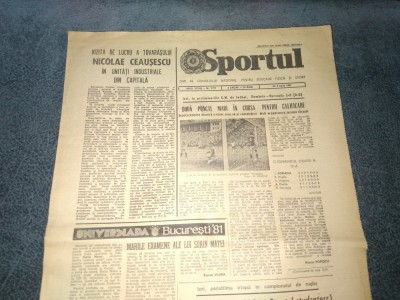 ZIARUL SPORTUL 4 IUNIE 1981 foto