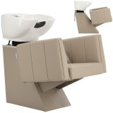 Unitate de spălare coafor frizerie Dante pentru salon, cu lavoar ceramic mobil, armătură, baterie și pară de duș