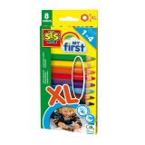 Primele mele creioane colorate XL, 8 bucati set, 1-4 ani, SES Creative
