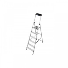 Scara dubla cu trepte pe o parte din aluminiu, Krause, Monto &quot;Safety&quot;, 3.25m inaltime lucru, 6 trepte, pliabila