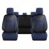 Set Huse Scaune Auto DeluxeBoss Classico, pentru bancheta rabatabila fractionata, 11 piese, Albastru inchis