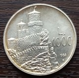 (A732) MONEDA DIN ARGINT SAN MARINO - 1000 LIRE 1988, KM 227, SERIA TURNURI - PRIMUL TURN (GUAITA), Europa