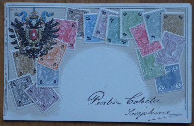 Uniunea Postala Universala , Austria , circulata in Bucuresti , embosata ,1904 foto