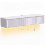 HOMCOM Corp TV Suspendat Flotant 120 cm cu Iluminare LED și Prize, Mobilier TV pentru Televizor 165,1 cm, Alb | Aosom Romania