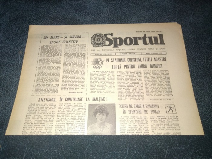 ZIARUL SPORTUL 10 AUGUST 1984
