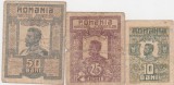 ROMANIA 10 BANI 1917, 25 BANI 1917, 50 BANI 1917 Ferdinand UZATE