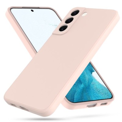 Husa din silicon compatibila cu Samsung Galaxy S22 cu protectie la camera,silk touch, interior din catifea, Roz foto