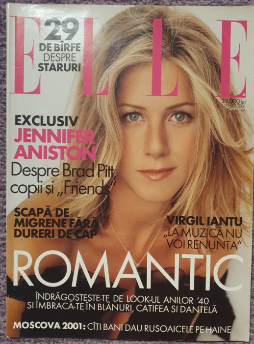Revista Elle nr 47, Octombrie 2001, 130 pagini, Jennifer Aniston, Virgil Iantu