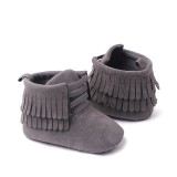 Pantofiori inalti pentru bebelusi, gri, cu franjuri (Marime Disponibila: 3-6