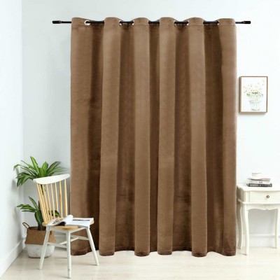 Draperie opacă cu inele metalice, bej, 290 x 245 cm, catifea foto