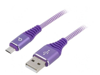 Cablu USB 2.0 A la Micro B 1m Violet Aurit foto