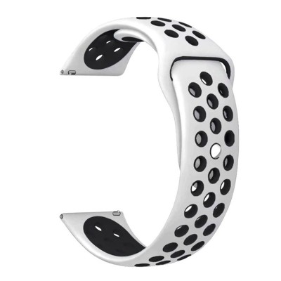 Curea silicon, compatibila Huawei Watch GT 2 42mm, telescoape Quick Release, Alb/Negru foto