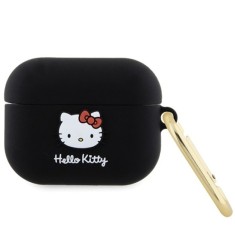 Husa pentru Apple AirPods Pro 1 - Hello Kitty Silicone 3D Kitty Head (HKAP3DKHSK) - Black