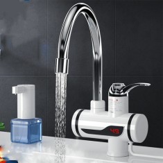 Robinet electric pentru apa calda instant, 3000W, 30-60&deg;C, inox, design rotativ 360&deg;